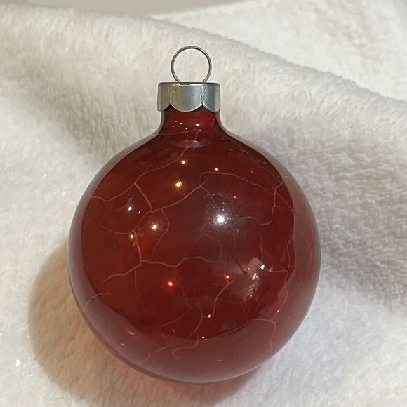 Vtg Unsilvered Red Shiny Brite Ornament 2 5/8" Ball War Era 1940s Translucent - Picture 3 of 8